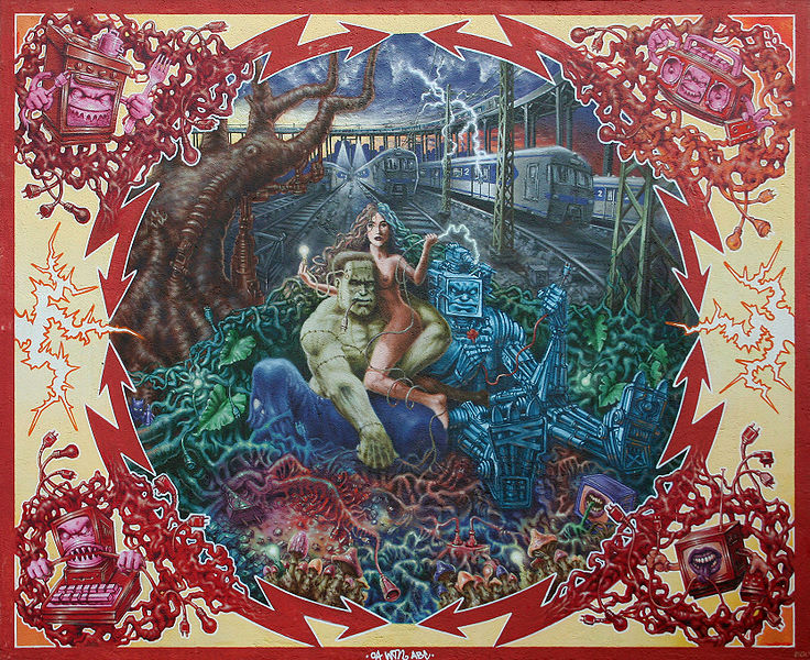 Graffiti, Munich style. Probably commissioned by the city. 